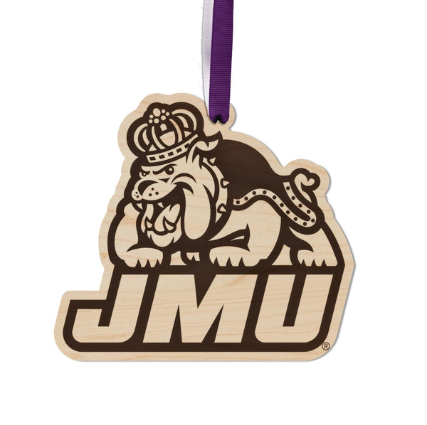 James Madison University Duke Dog Ornament – Crafted from Cherry and Maple Wood – JMU Dukes