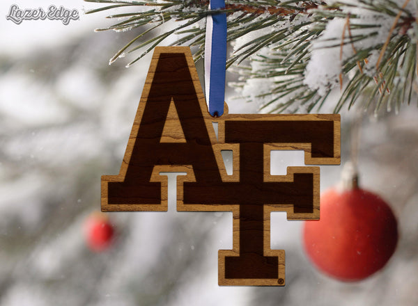 Air Force Academy Logo Ornament – Crafted from Cherry and Maple Wood – Air Force Falcons