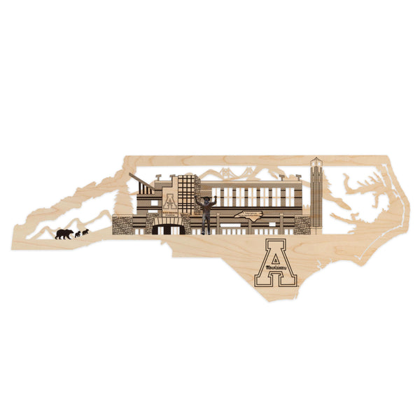 Appalachian State University Skyline Wall Hanging - Crafted from Cherry or Maple Wood