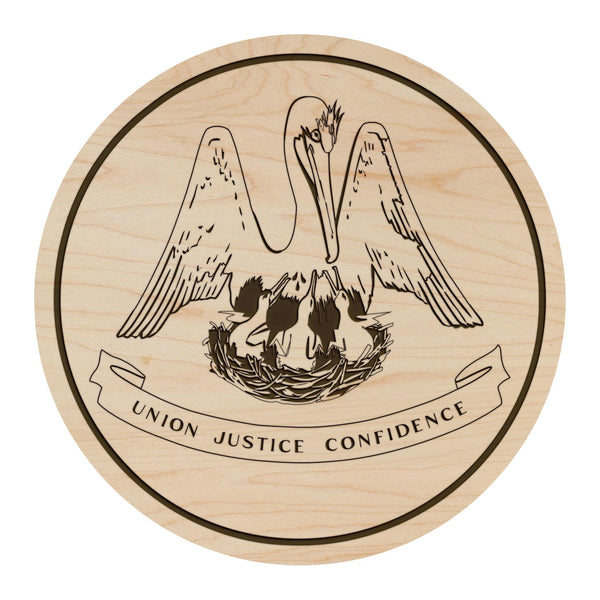 Louisana State Flag Coaster - Crafted from Cherry or Maple Wood