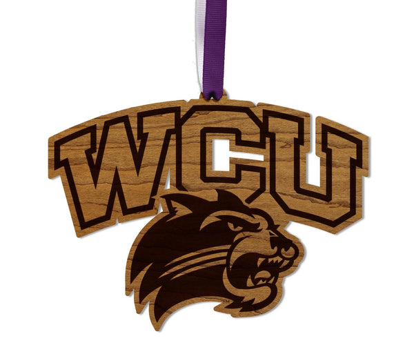 Western Carolina University Catamounts Ornament – Crafted from Cherry and Maple Wood - WCU Catamounts