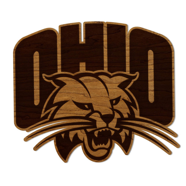 Ohio University Bobcats Wall Hanging - Crafted from Cherry or Maple Wood - Ohio Bobcats