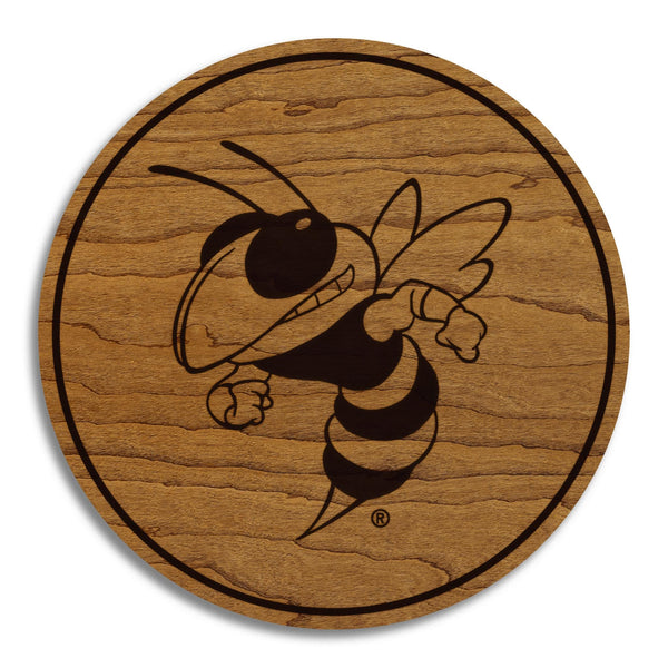 Georgia Tech Buzz Coaster – Crafted from Cherry or Maple Wood