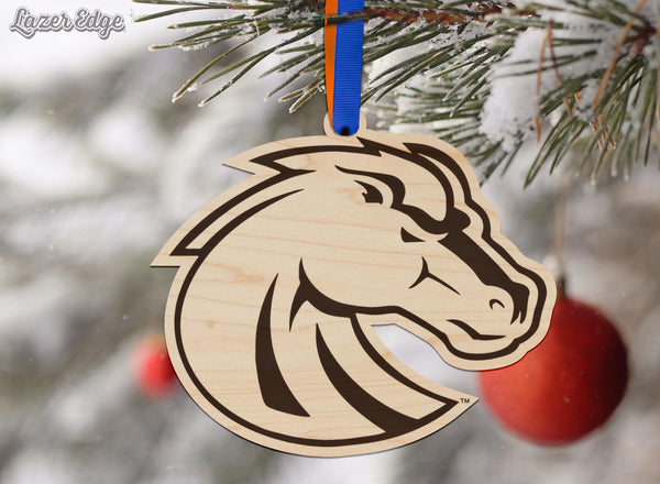 Boise State University Broncos Ornament – Crafted from Cherry and Maple Wood – Boise State Broncos