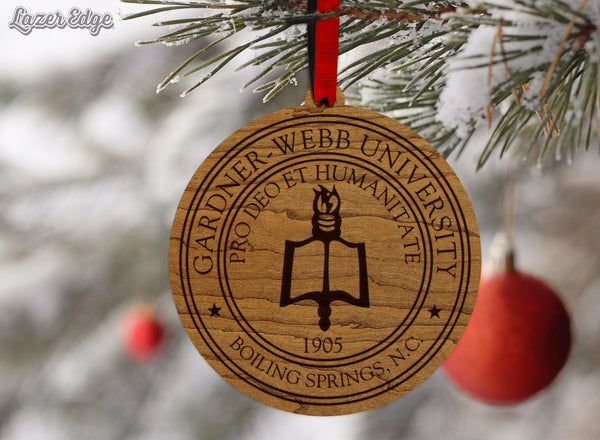 Gardner Webb University Seal Ornament – Crafted from Cherry Wood – Gardner Webb Bulldogs