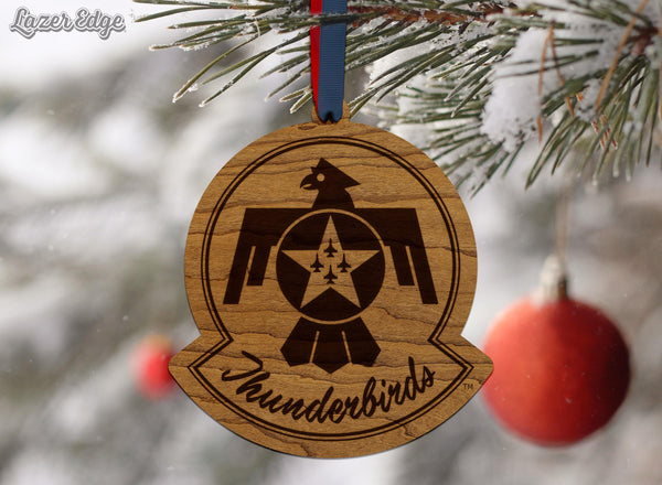 United States Air Force Thunderbirds Ornament – Crafted from Cherry or Maple Wood