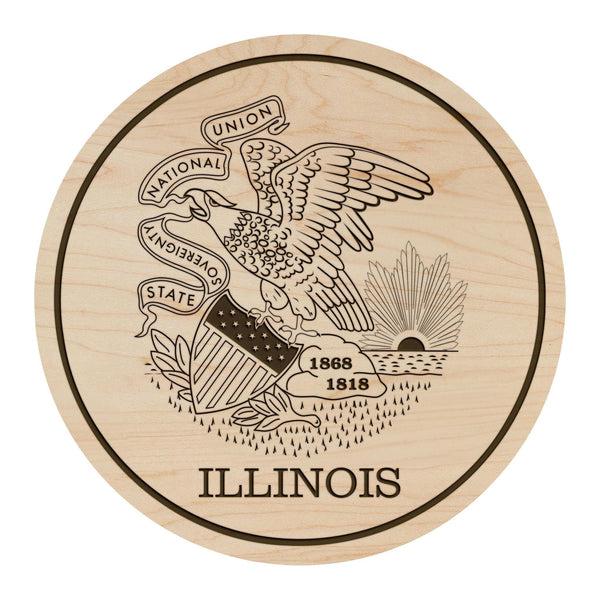 Illinois State Flag Coaster - Crafted from Cherry or Maple Wood
