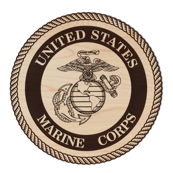 United States Marine Corps Seal Coaster - Crafted from Cherry or Maple Wood