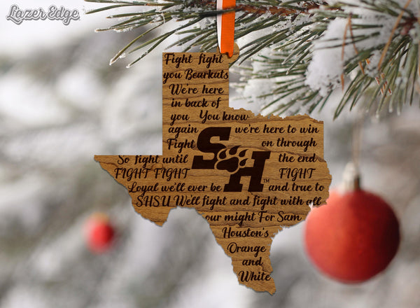 Sam Houston State University Fight Song Ornament – Crafted from Cherry and Maple Wood – Sam Houston Bearkats