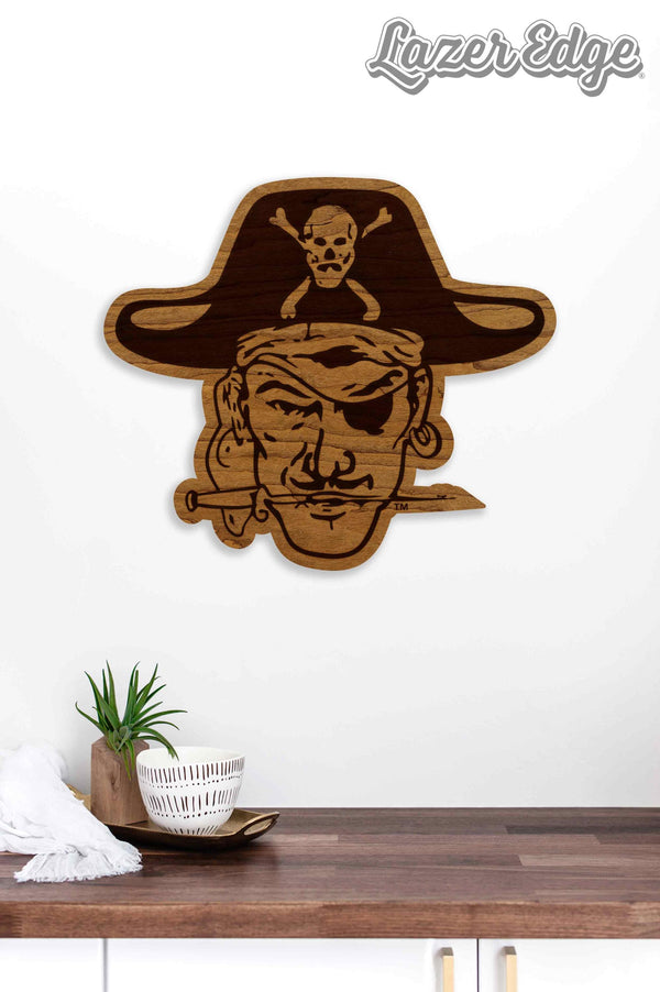 East Carolina University Pirate Head Wall Hanging - Crafted from Cherry and Maple Wood - ECU Pirates