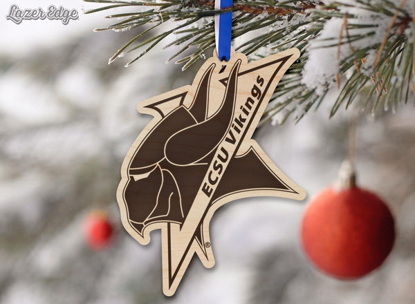Elizabeth City State University Vikings Ornament – Crafted from Cherry and Maple Wood – ECSU Vikings