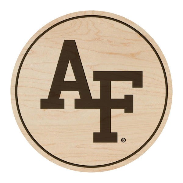Air Force Academy Monogram Coaster – Crafted from Cherry or Maple Wood – Air Force Falcons