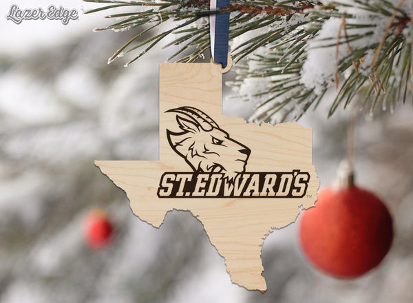 St. Edward's University Ornament – Crafted from Cherry Wood – St. Edward's Hilltoppers