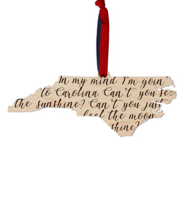 Carolina in My Mind - North Carolina Ornament – Crafted from Cherry or Maple Wood