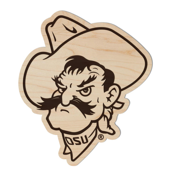 Oklahoma State Pistol Pete Magnet - Crafted from Cherry or Maple Wood - OSU Cowboys