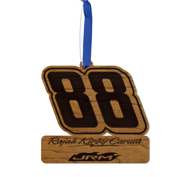 Rajah Kirby Caruth #88 Wooden Ornament  | Crafted from Cherry and Maple Wood | Made in USA | Officially Licensed by JR Motorsports