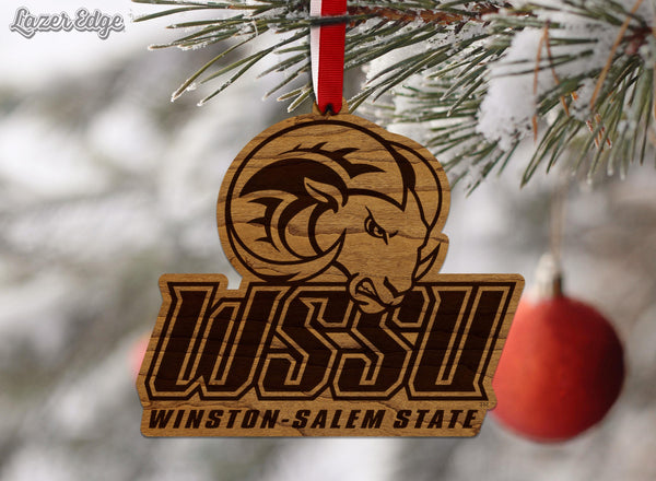 Winston Salem State University Rams Ornament – Crafted from Cherry or Maple Wood – Winston Salem State University Rams