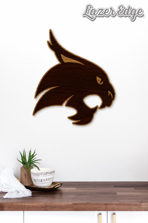 Texas State University Bobcat Cutout Wall Hanging – Crafted from Cherry and  Maple Wood - Texas State Bobcats