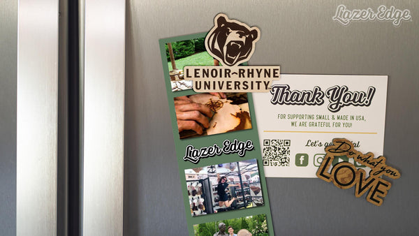 Lenoir-Rhyne University Bear Head and Wordmark Magnet - Crafted from Cherry or Maple Wood - Lenoir-Rhyne Bears