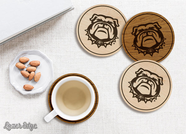 University of Georgia Bulldog Coaster – Crafted from Cherry or Maple Wood – Georgia Bulldog