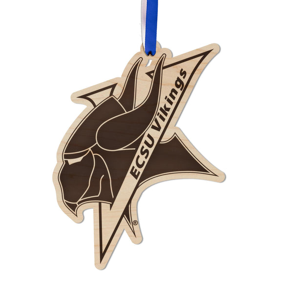 Elizabeth City State University Vikings Ornament – Crafted from Cherry and Maple Wood – ECSU Vikings