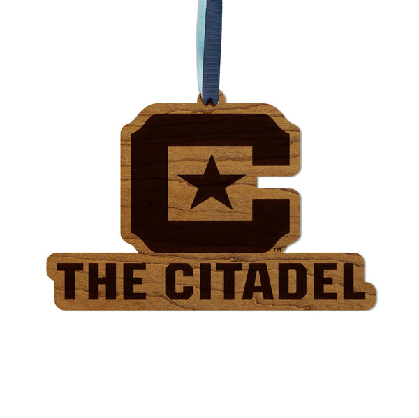 The Citadel Military College C and Star Ornament – Crafted from Cherry and Maple Wood – The Citadel Bulldogs