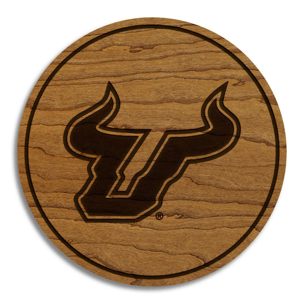 University of South Florida Bulls Coaster – Crafted from Cherry or Maple Wood – USF Bulls