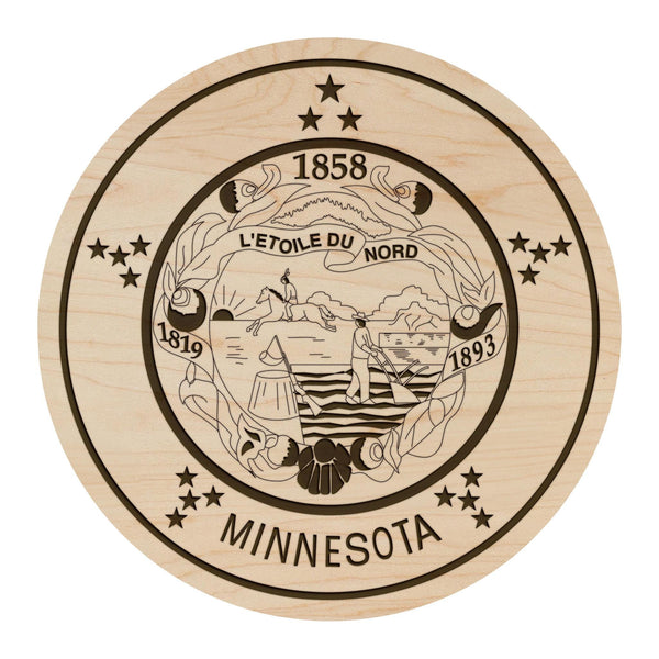 Minnesota State Flag Coaster - Crafted from Cherry or Maple Wood