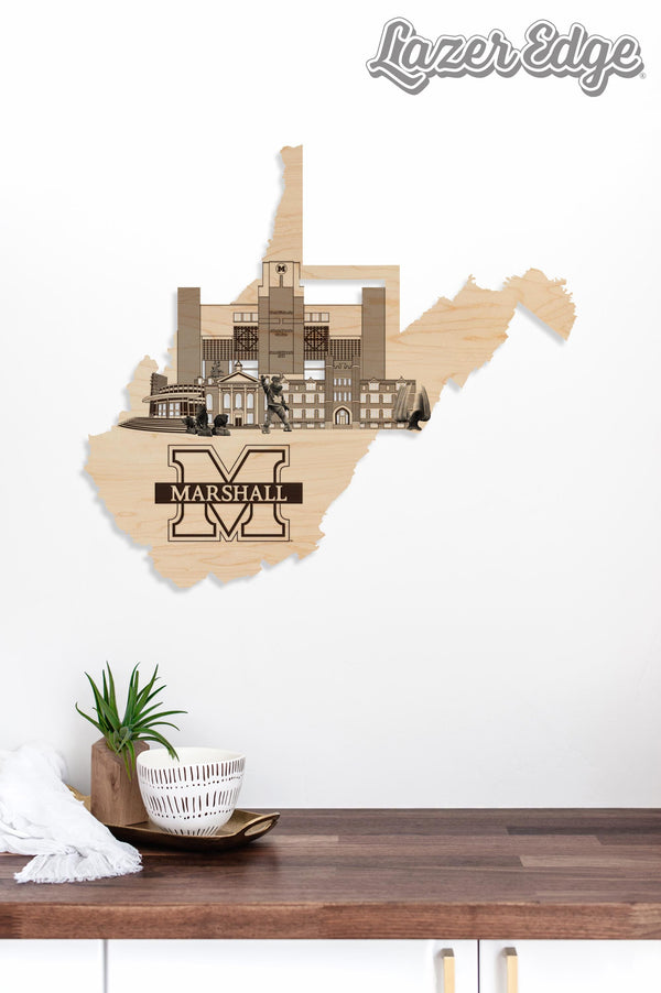 Marshall University Skyline Wall Hanging - Crafted from Cherry or Maple Wood