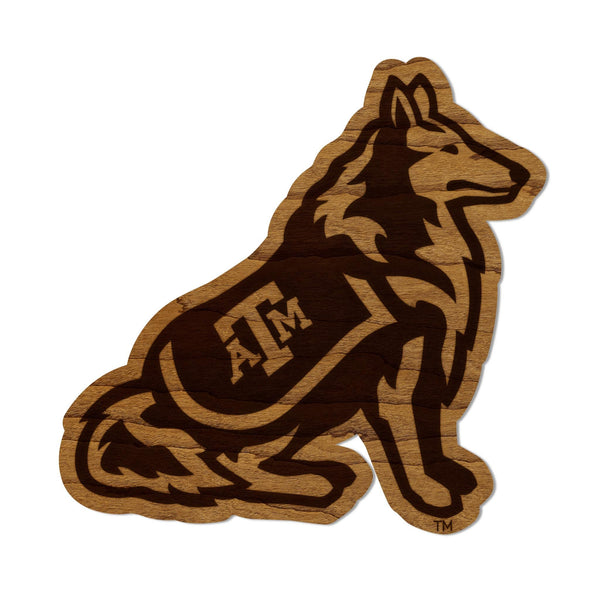 Texas A&M University Reveille Dog Magnet - Crafted from Cherry or Maple Wood - TAMU Aggies