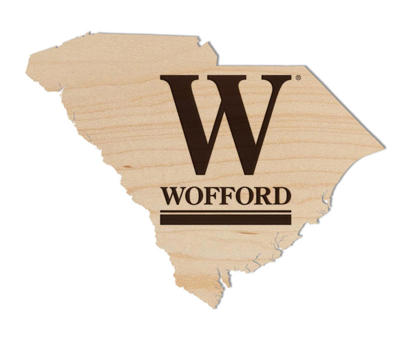 Wofford College W on State Wall Hanging - Crafted from Cherry or Maple Wood - Wofford College