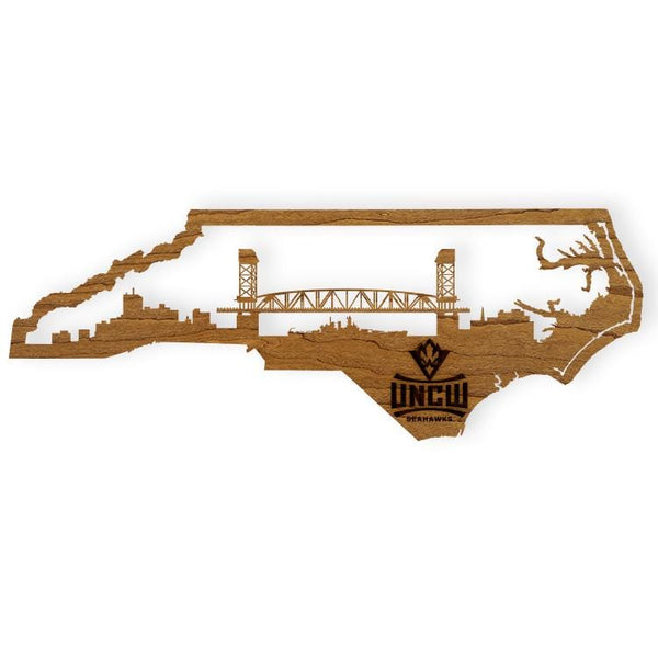 University of North Carolina at Wilmington Skyline Wall Hanging – Crafted from Cherry and  Maple Wood - UNCW Seahawks