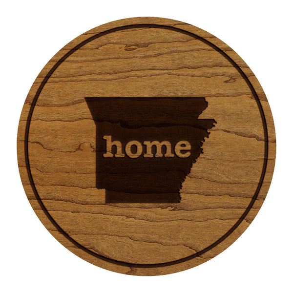 Arkansas Home State Map Coaster - Crafted from Cherry or Maple Wood