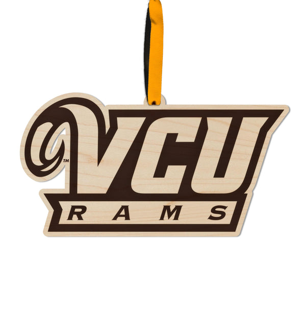 Virginia Commonwealth University Initials Ornament – Crafted from Cherry and Maple Wood – VCU Rams