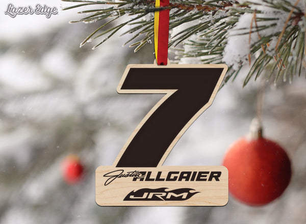 Justin Allgaier #7 Wooden Ornament  | Crafted from Cherry and Maple Wood | Made in USA | Officially Licensed by JR Motorsports