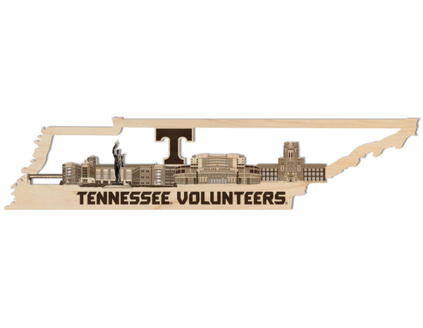 University of Tennessee Skyline Wall Hanging - Crafted from Cherry and Maple Wood - University of Tennessee Volunteers