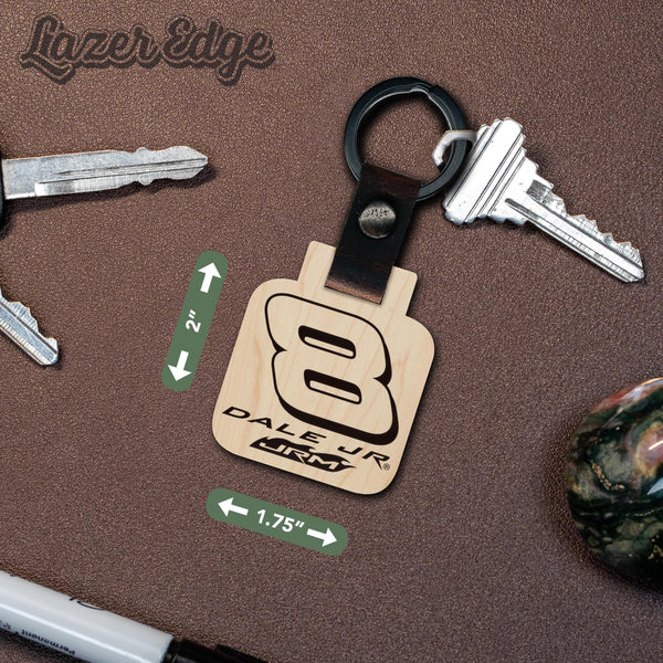 Dale Earnhardt Jr. #8 Wooden Keychain  | Crafted from Cherry and Maple Wood | Made in USA | Officially Licensed by JR Motorsports
