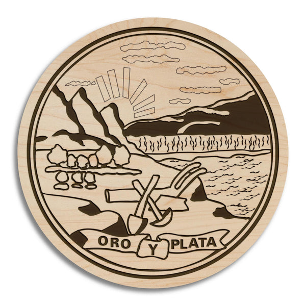 Montana State Flag Coaster - Crafted from Cherry or Maple Wood