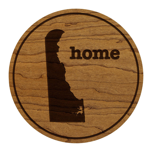 Delaware Home State Map Coaster - Crafted from Cherry or Maple Wood