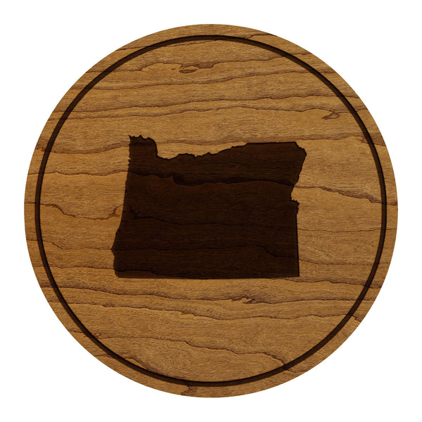 Oregon State Map Coaster - Crafted from Cherry or Maple Wood