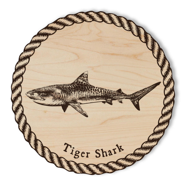 Tiger Shark Wooden Coaster - Crafted from Cherry or Maple Wood