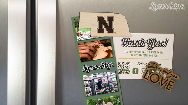 University of Nebraska N Logo on State Magnet - Crafted from Cherry or Maple Wood - Air Force Falcons