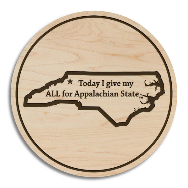 Appalachian State University Today I give my All Coaster – Crafted from Cherry or Maple Wood – Appalachian Mountaineers