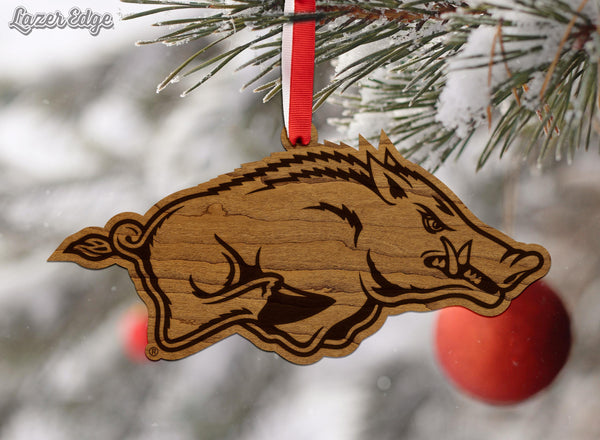 University of Arkansas Razorbacks Ornament – Crafted from Cherry and Maple Wood - Arkansas Razorbacks