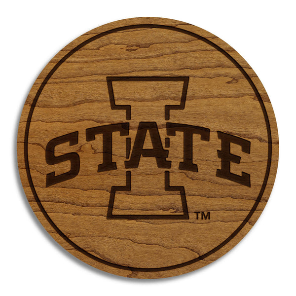 Iowa State University Logo Coaster – Crafted from Cherry or Maple Wood – Iowa State Cyclones