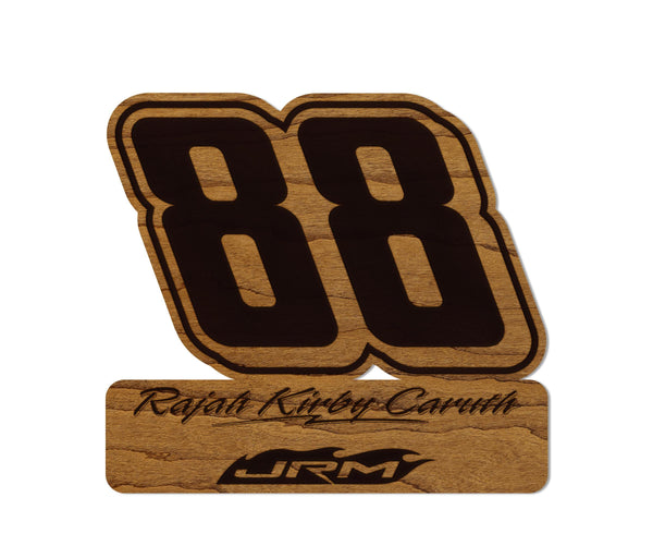 Rajah Kirby Caruth #88 Wooden Magnet | Crafted from Cherry and Maple Wood | Made in USA | Officially Licensed by JR Motorsport