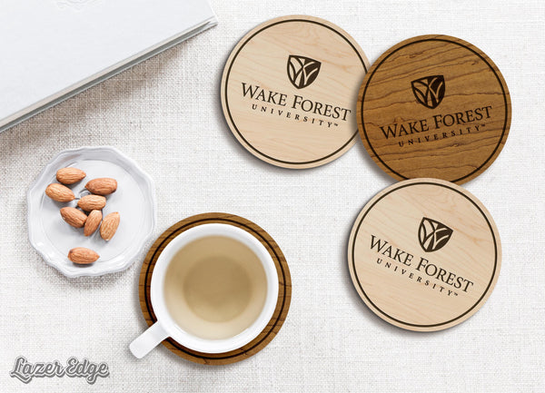 Wake Forest University Institutional Mark Coasters – Crafted from Cherry Wood – Wake Forest Demon Deacons