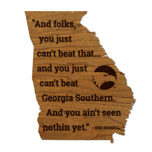 Georgia Southern University Quote on State Wall Hanging - Crafted from Cherry or Maple Wood - Georgia Southern Eagles