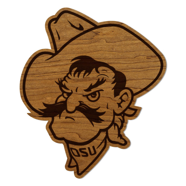 Oklahoma State University Pistol Pete Wall Hanging - Crafted from Cherry or Maple Wood - Oklahoma State Cowboys