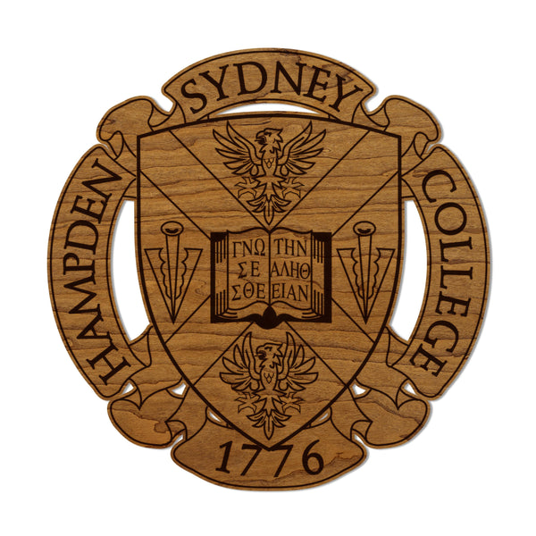 Hampden-Sydney College Seal Wall Hanging - Crafted from Cherry and Maple Wood - Hampden-Sydney College